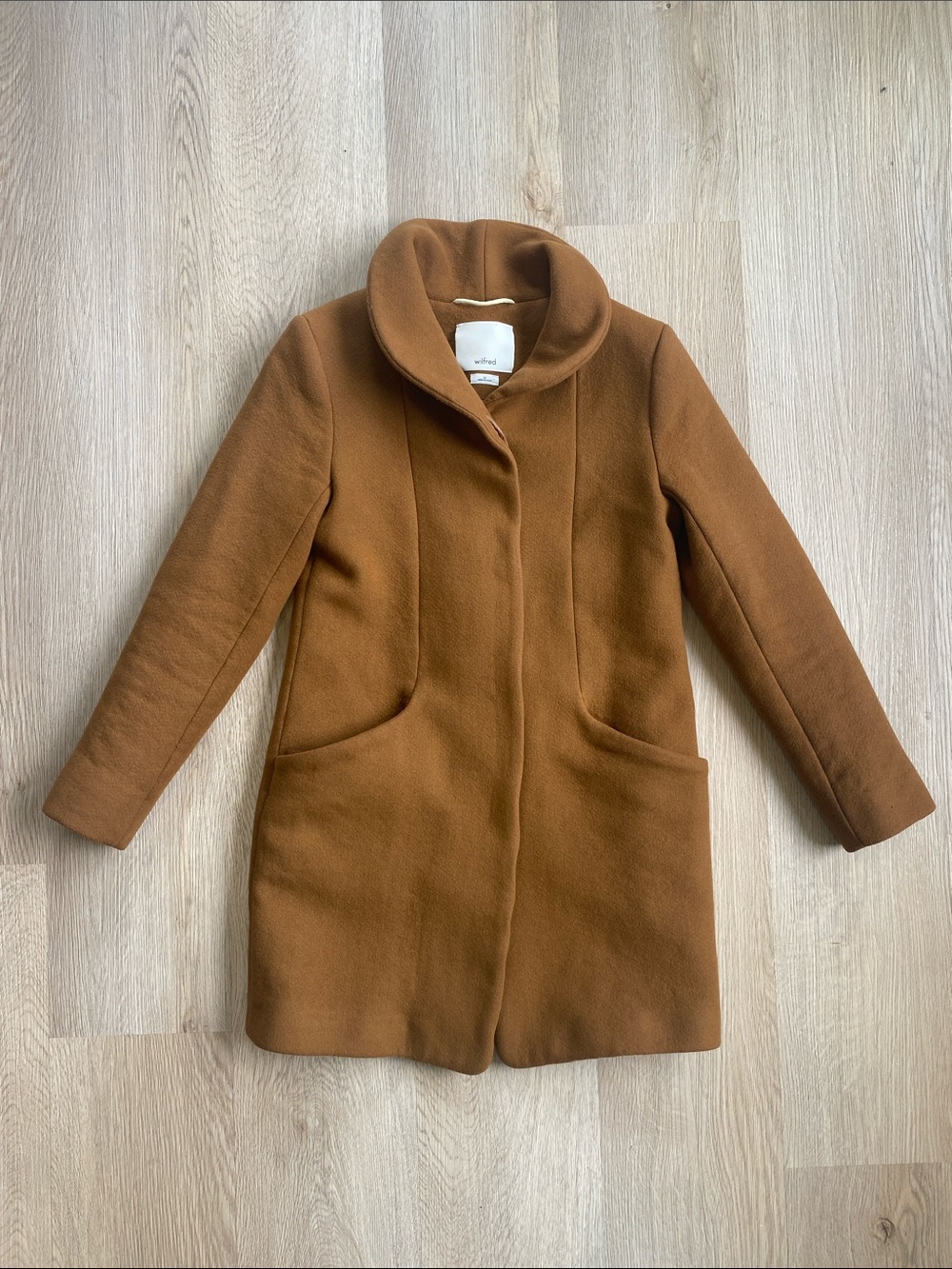 Wilfred Aritzia Camel Wool Cashmere Shawl Collar Coat XS - Picture 2 of 13